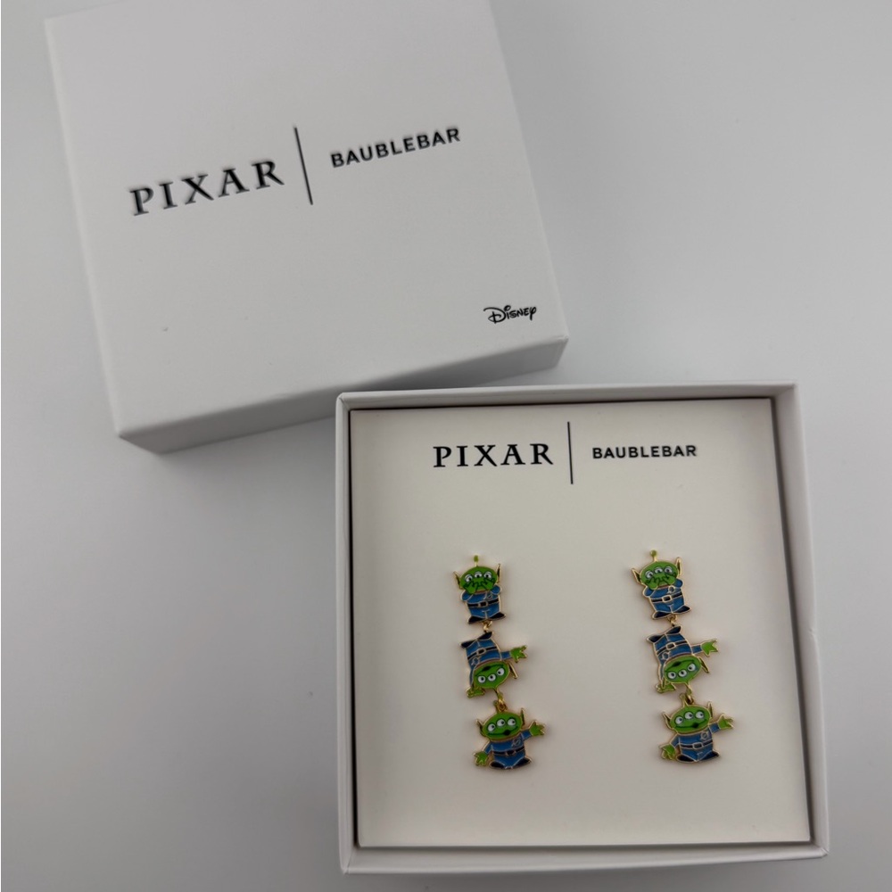 BaubleBar Pixar Green Blue Alien Stack Earrings